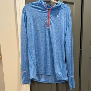 Nike Heather Blue Hoodie with Red Zipper